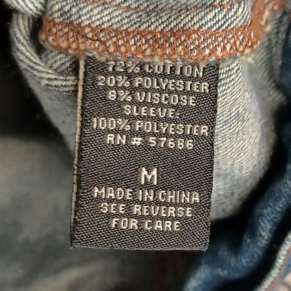 PAPER TEE Tribal Embroidered Print Long Sleeve Button Blue Denim Jacket M NWT - Picture 6 of 6